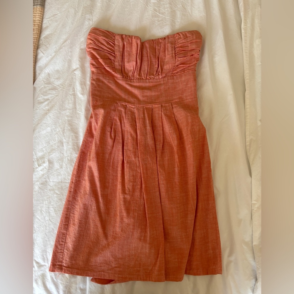 Elegant Strapless Coral Dress